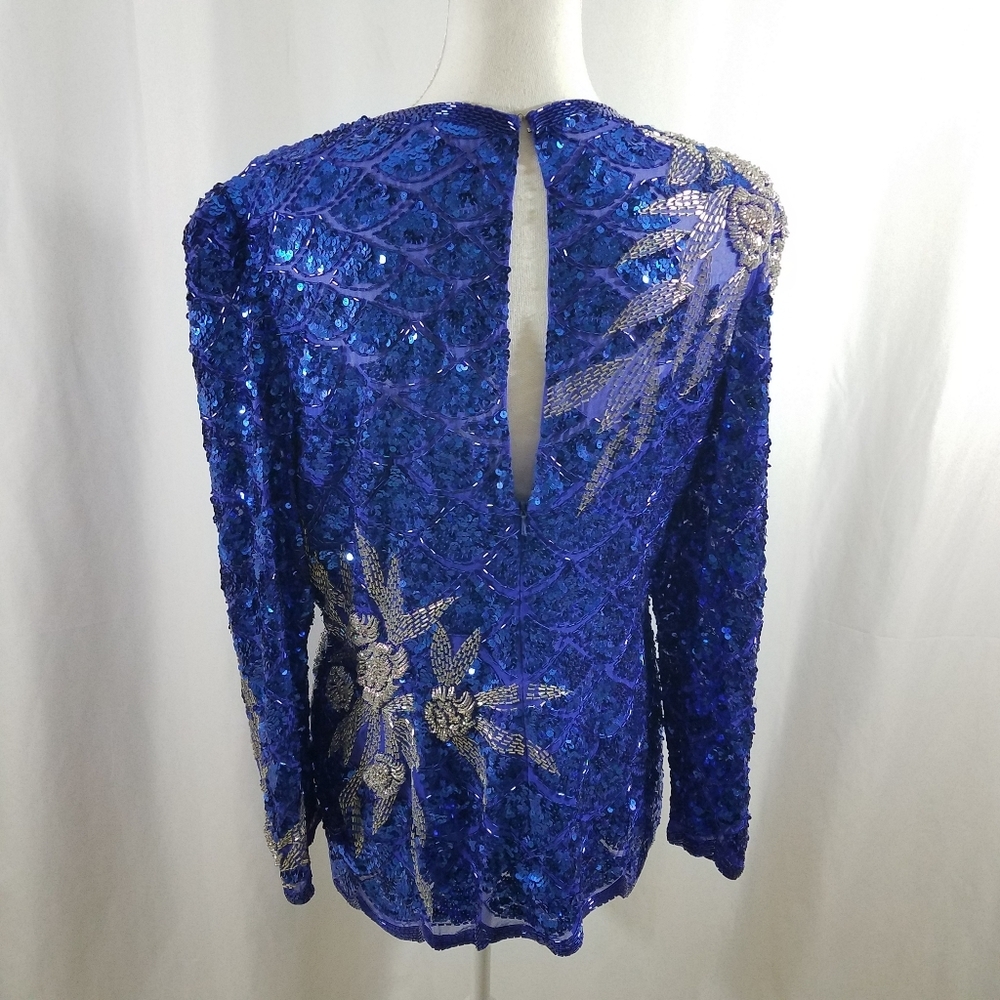 Alyce Designs Blue Sequin Top 16 - Picture 7 of 11